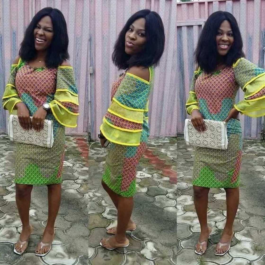 Ankara short pencil gown with decor Ankara short pencil gown with decor