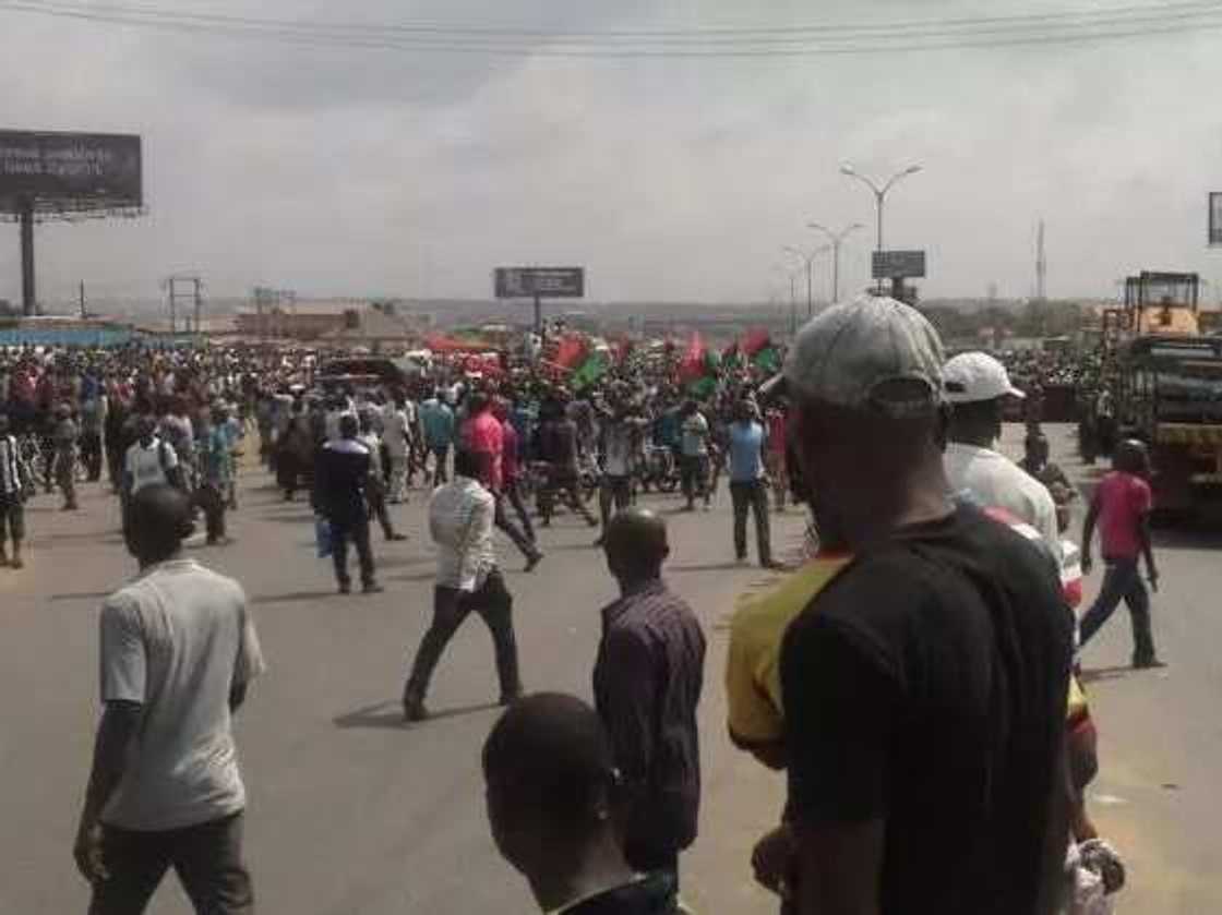 Pro-Biafra Supporters Lock Down Onitsha (Photos) Pro-Biafra Supporters Lock Down Onitsha (Photos)