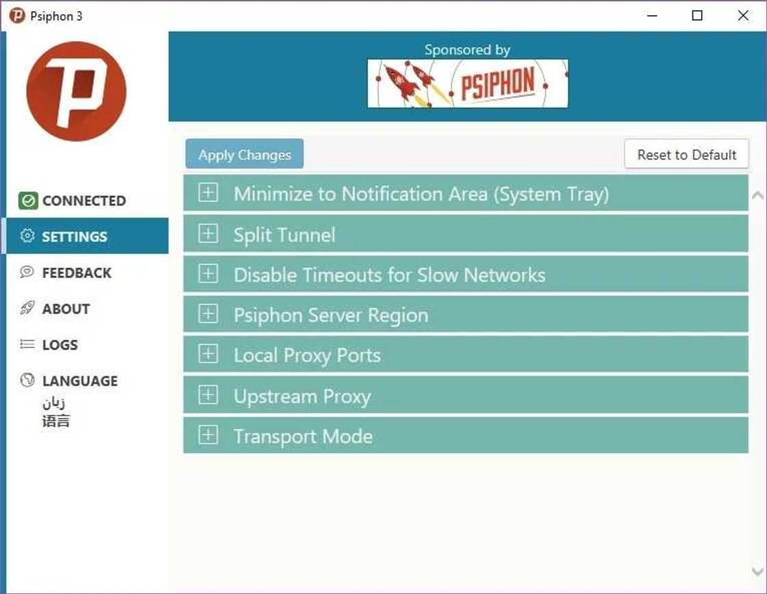 Psiphon configuration