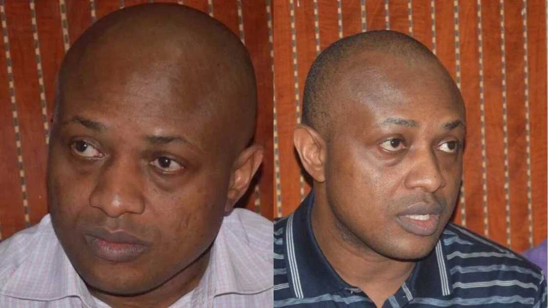 Before and after pictures of suspected kidnapper, Evans as he appears in court