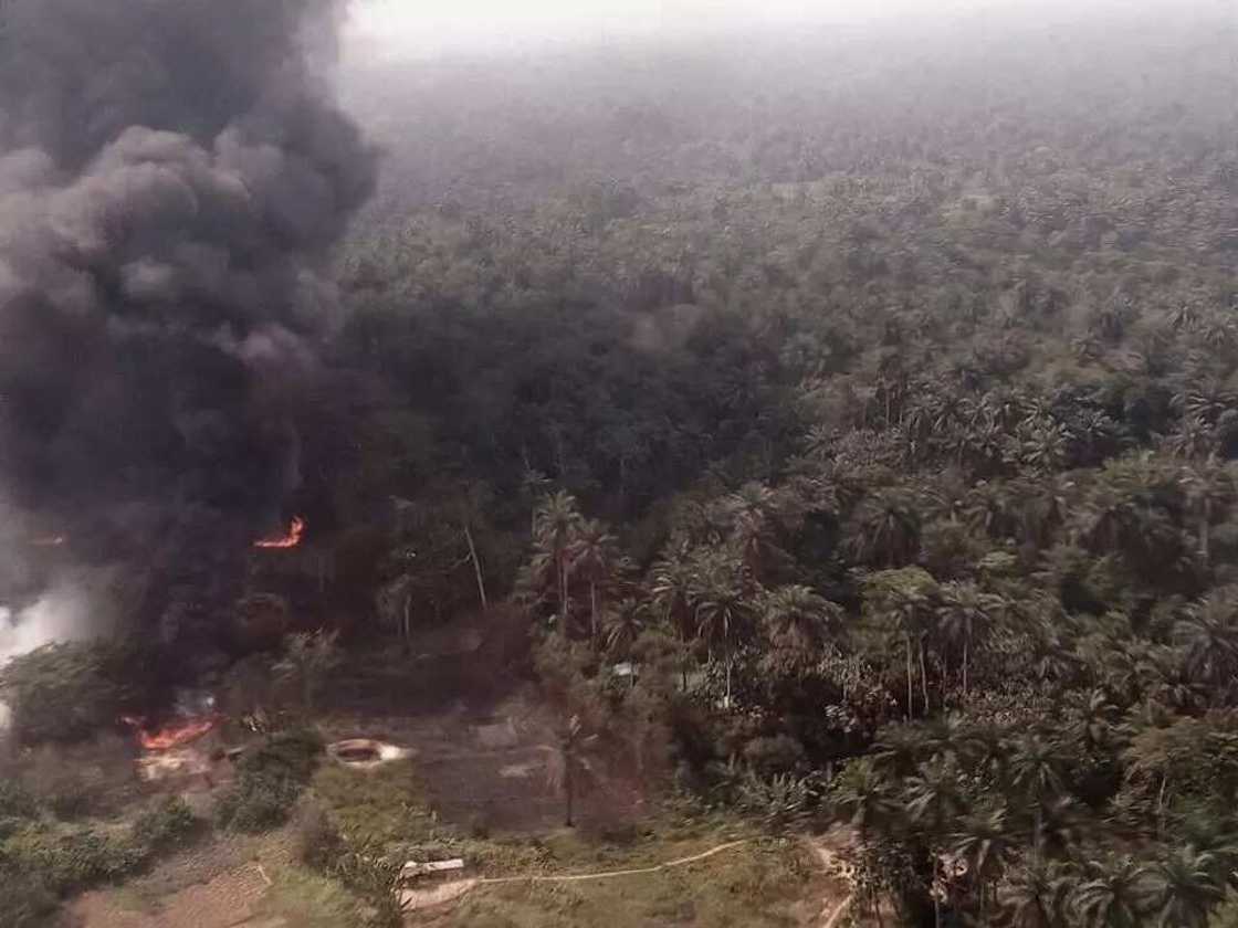 Air Force gunship destroys illegal refineries in the Niger Delta