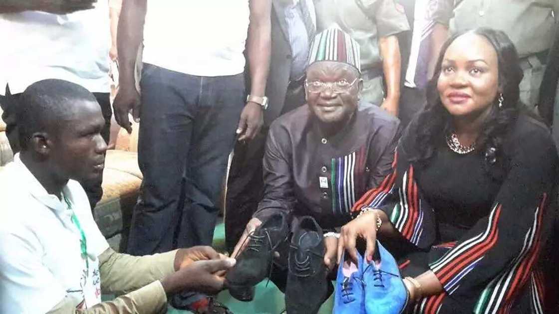 Crippled man makes shoes in Benue to earn a living (Photos)