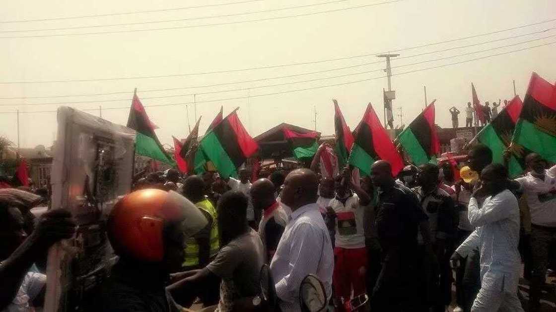 Kanu's Detention: Biafra Protest Hits Lagos (Photos) Kanu's Detention: Biafra Protest Hits Lagos (Photos)