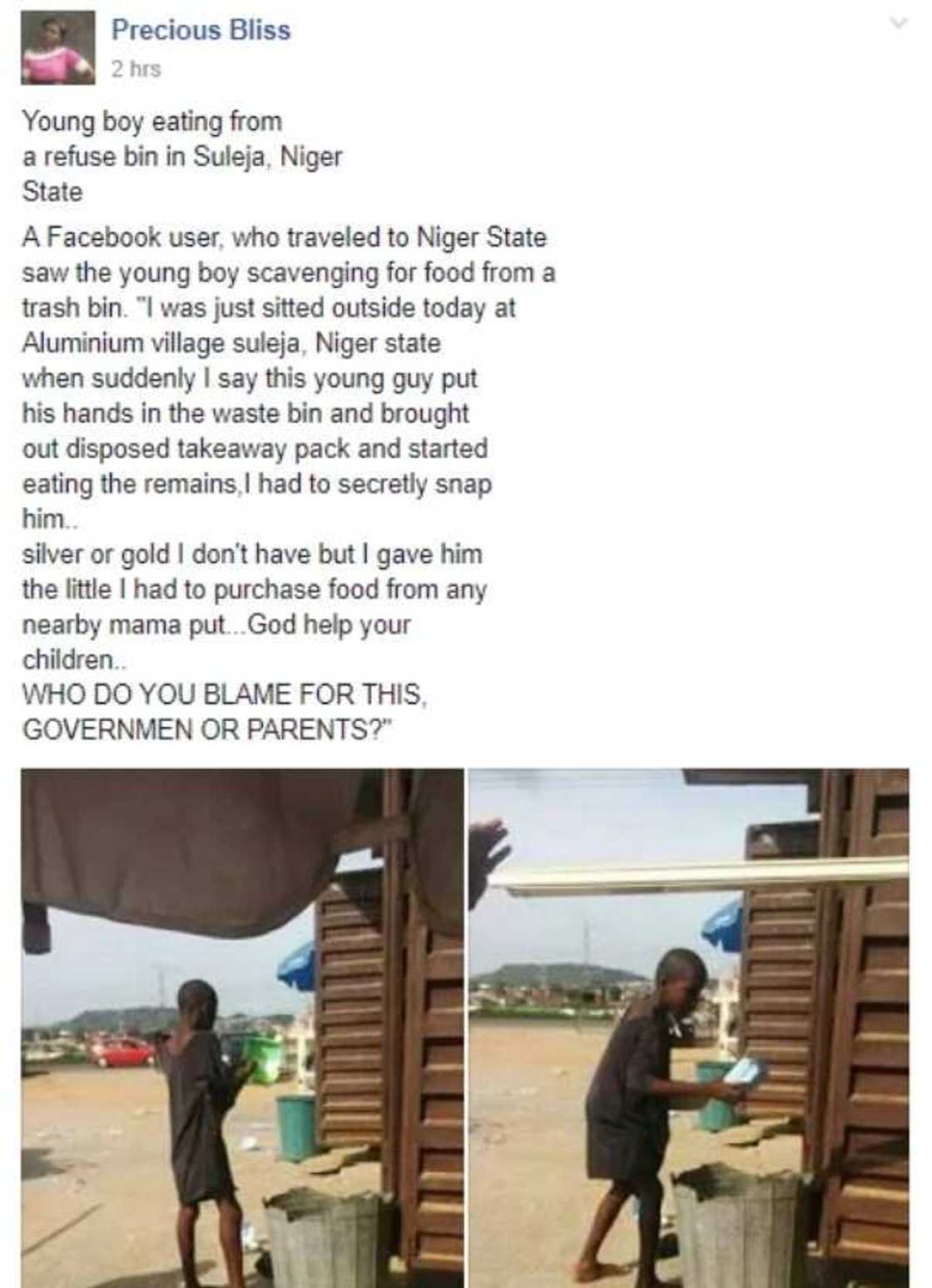 Young boy spotted scavenging for food from a refuse dump (photos) Young boy spotted scavenging for food from a refuse dump (photos)