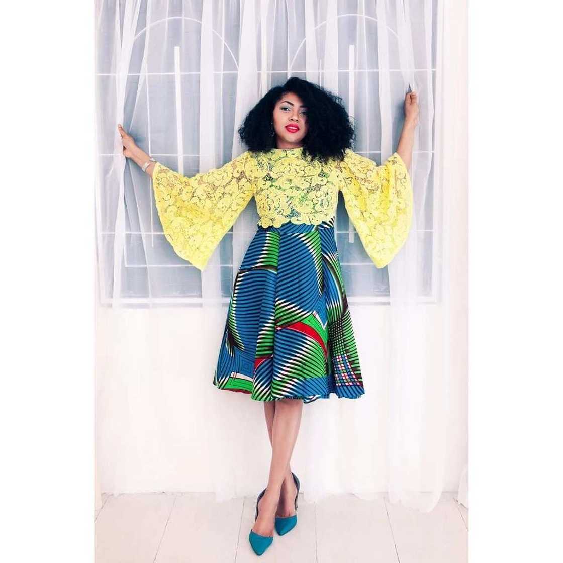 Ankara dress with yellow lace top Ankara dress with yellow lace top