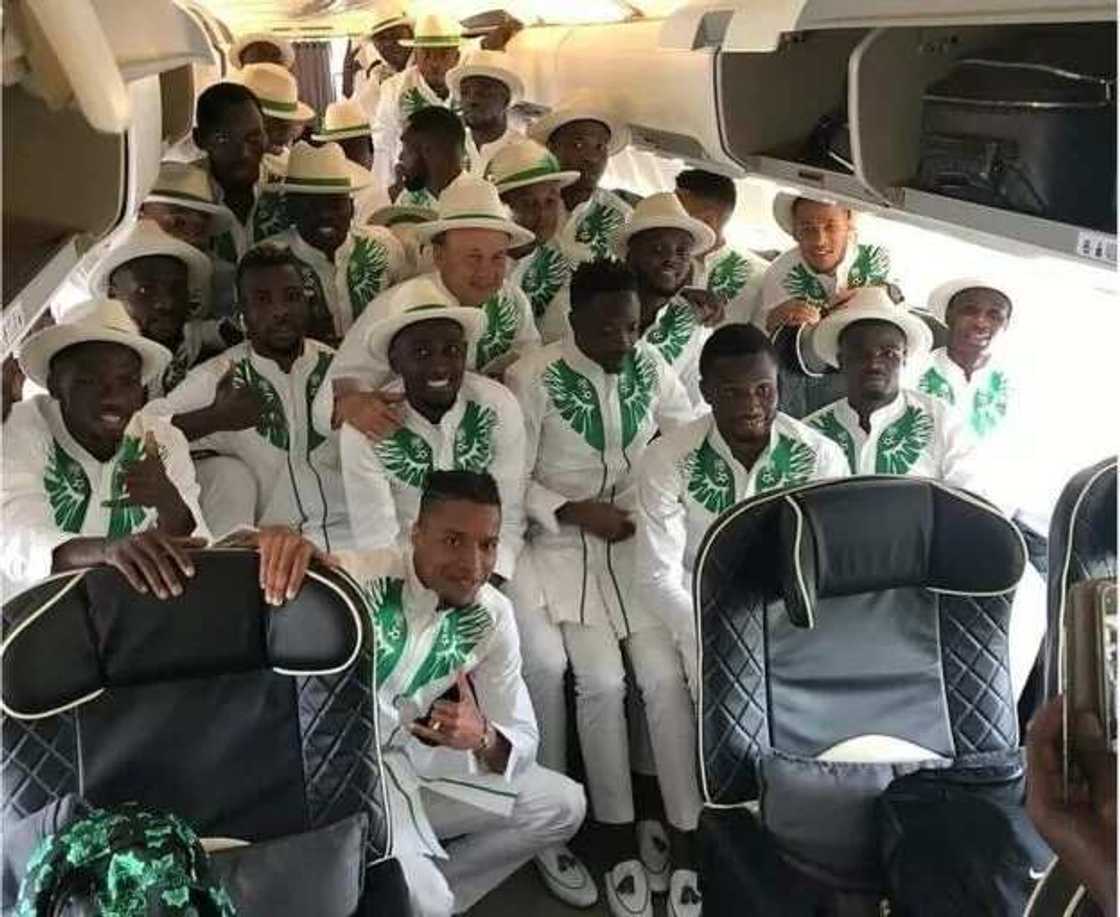 Kalli hotunan 'yan wasan Super Eagles a yayinda suka isa kasar Rasha