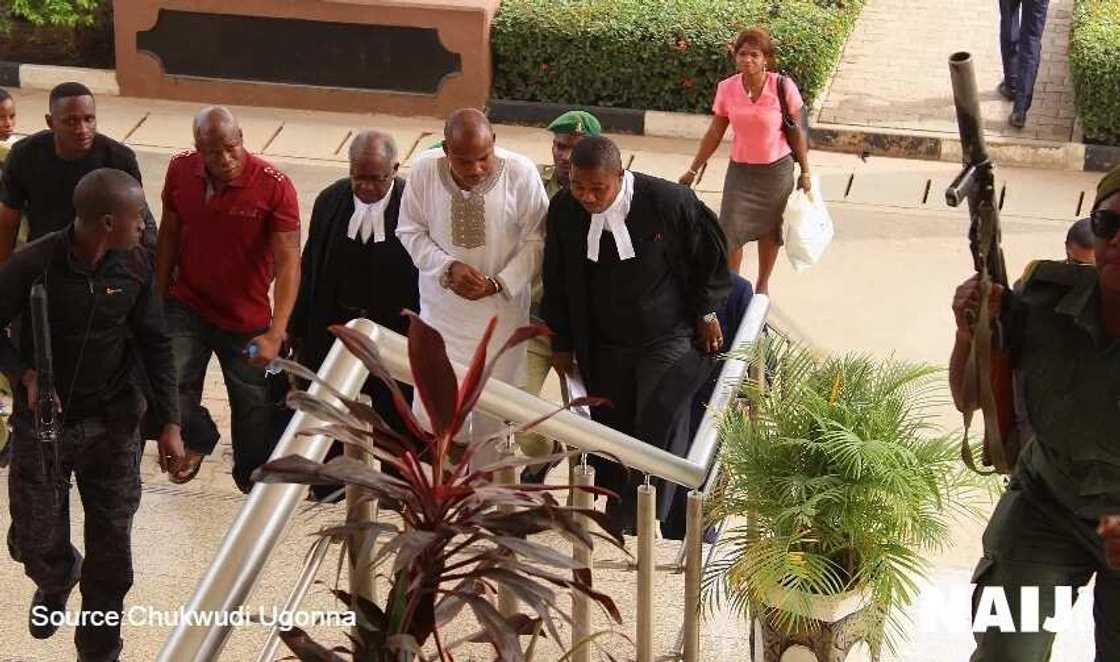 Photos: Kanu in court, refuses to let his handcuffs be removed Photos: Kanu in court, refuses to let his handcuffs be removed