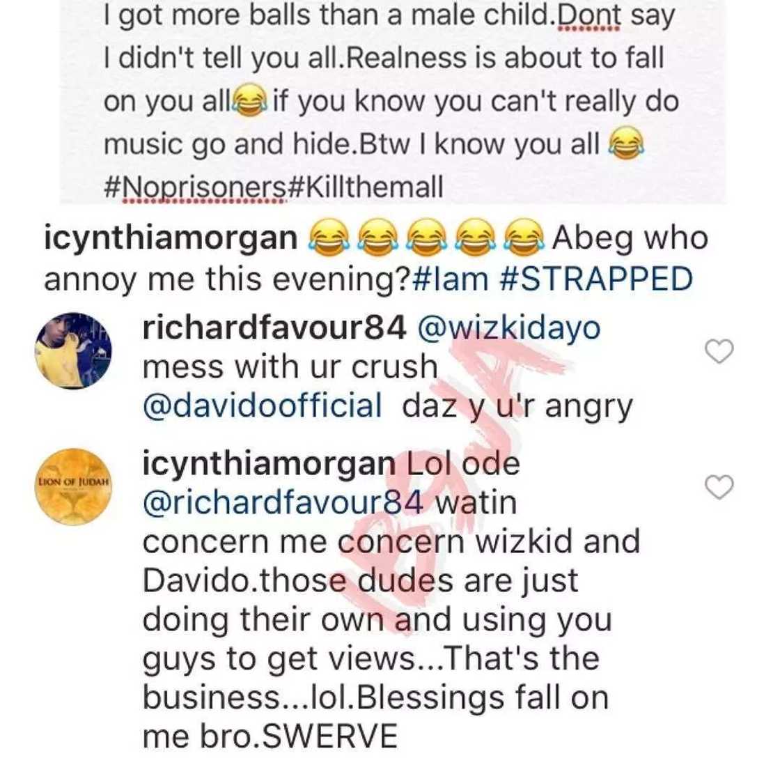 Wizkid and Davido are just using you guys for views - Cynthia Morgan Wizkid and Davido are just using you guys for views - Cynthia Morgan