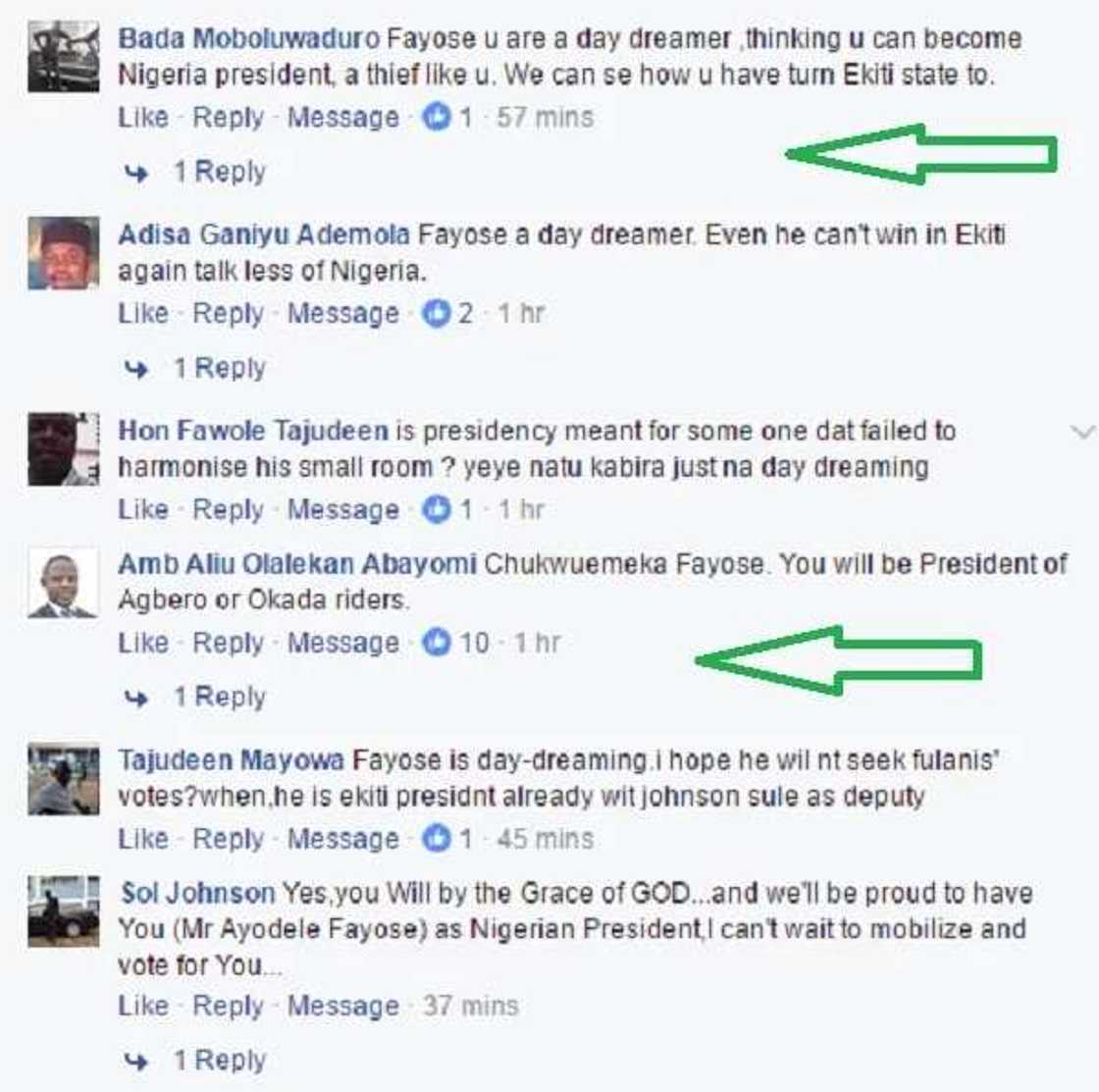 Fayose's aspirations to be the president of Nigeria sparks heated debate Fayose's aspirations to be the president of Nigeria sparks heated debate