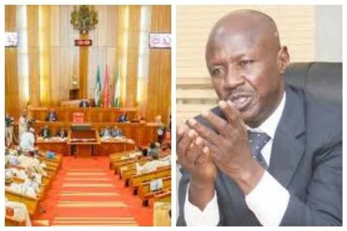 Ibrahim Magu, acting chairman of the EFCC was again rejected by the majority of Nigeria's senators during his confirmation hearing today March 15 Ibrahim Magu, acting chairman of the EFCC was again rejected by the majority of Nigeria's senators during his confirmation hearing today March 15