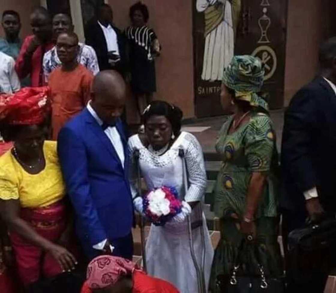 Physically challenged woman and husband at wedding
Source: Facebook, Gistreel