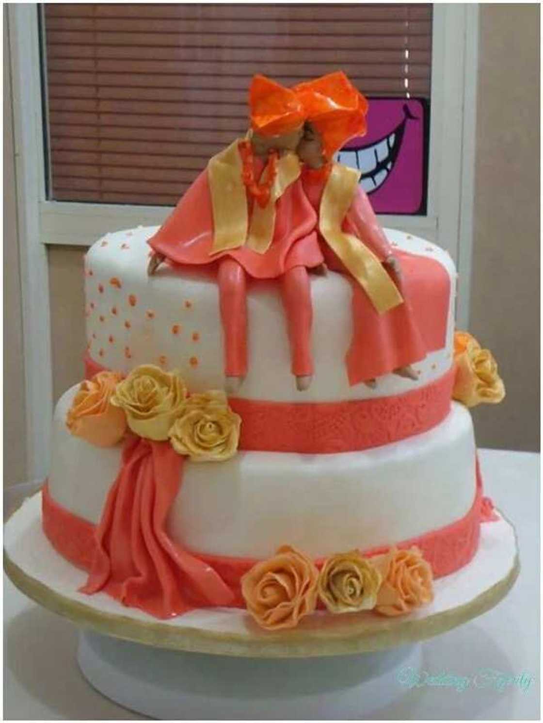 Yoruba traditional wedding cakes: peach