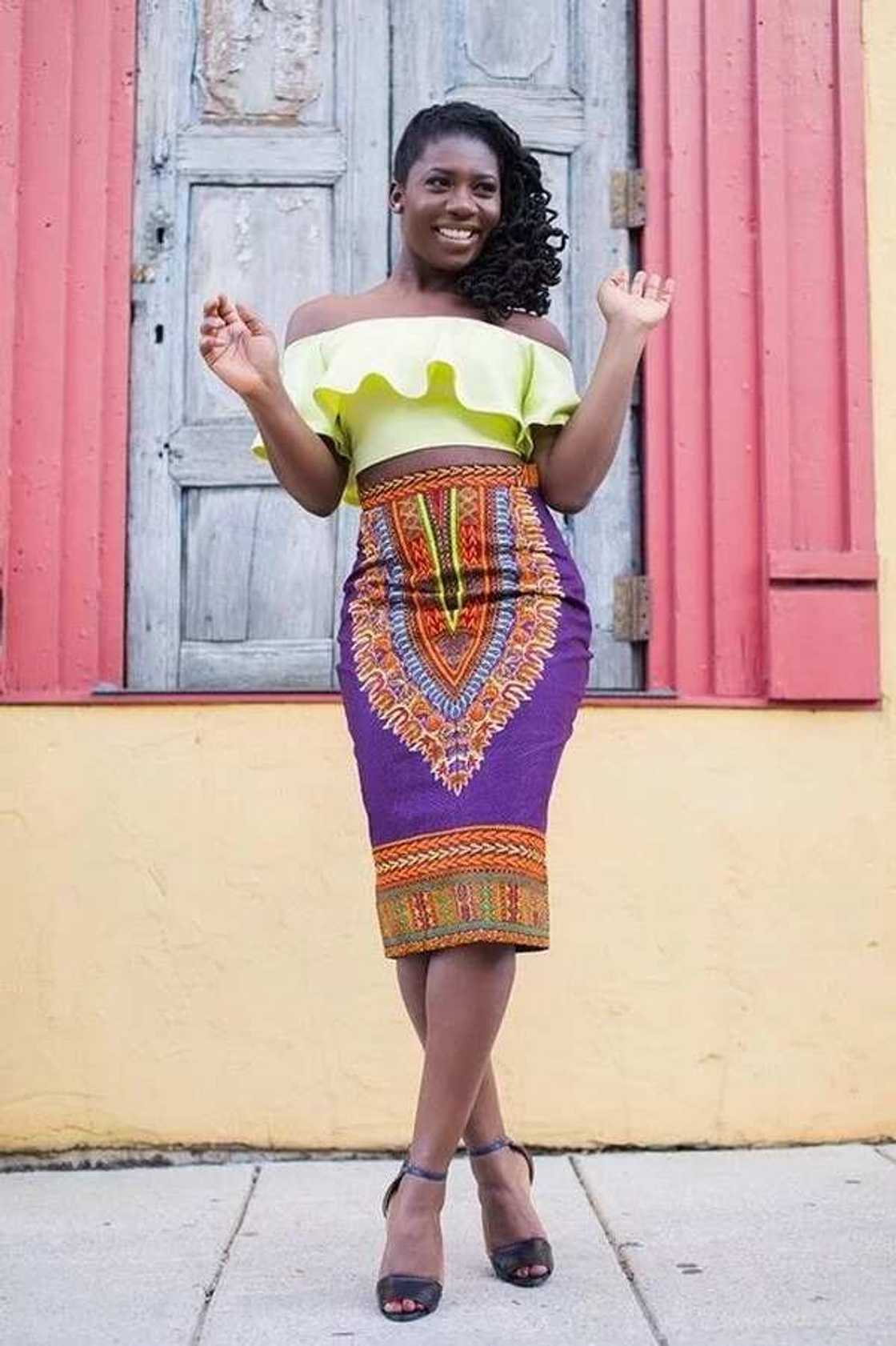 Ankara crop top and high waist skirt