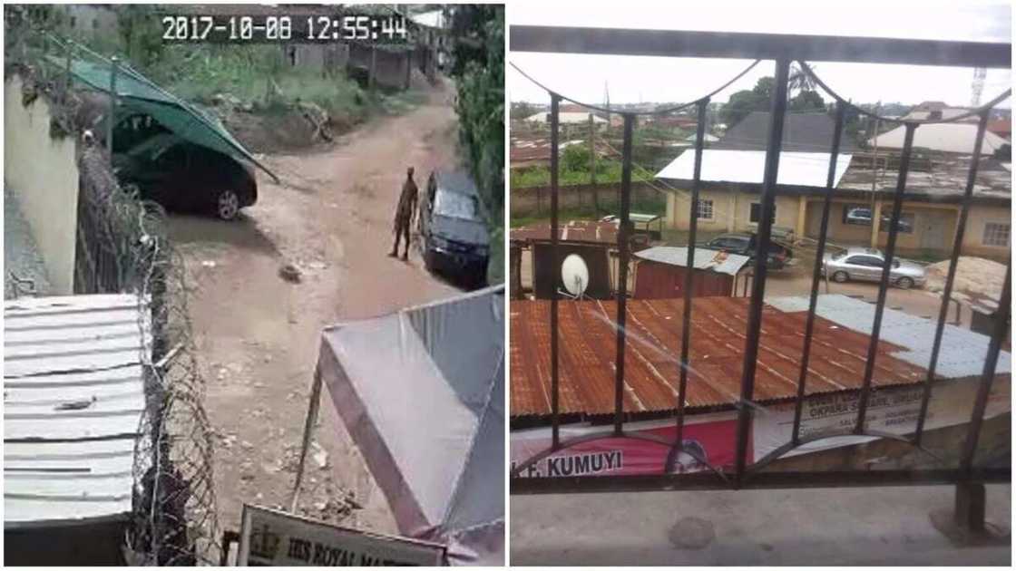 Pictures of the Nigerian army trucks outside Nnamdi Kanu's compound. Photo credit: King Eze Pictures of the Nigerian army trucks outside Nnamdi Kanu's compound. Photo credit: King Eze