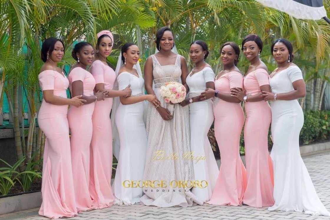 A bride and her bridesmaids