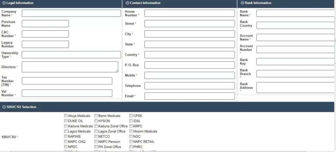 NNPC vendor application form