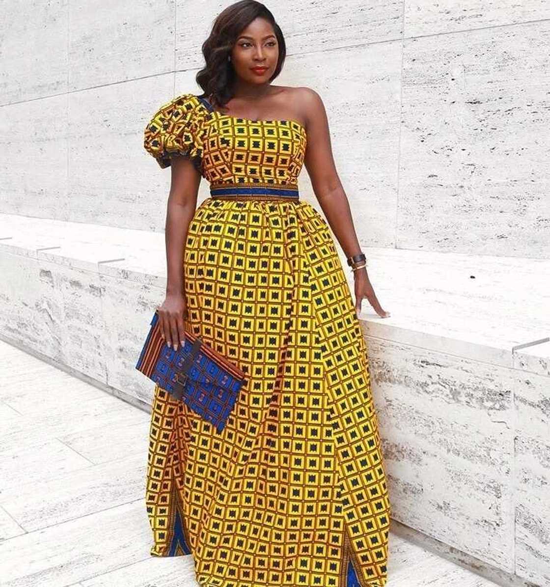 Ankara one-shoulder evening gown Ankara one-shoulder evening gown