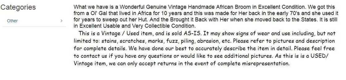 Checkout broom put up for sale at N13,000 Checkout broom put up for sale at N13,000