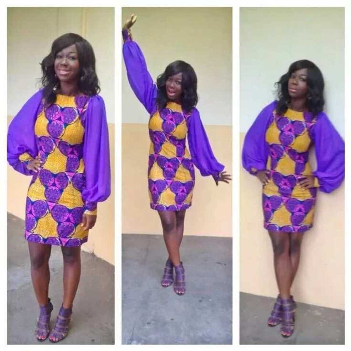 Ankara gowns with chiffon wide sleeves Ankara gowns with chiffon wide sleeves