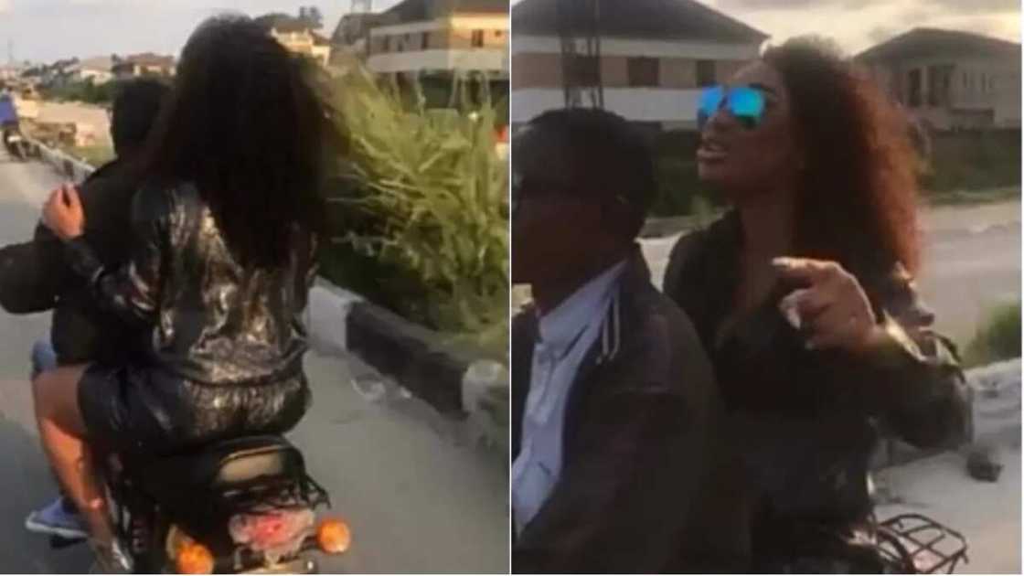 Tonto Dikeh rides okada to cinema