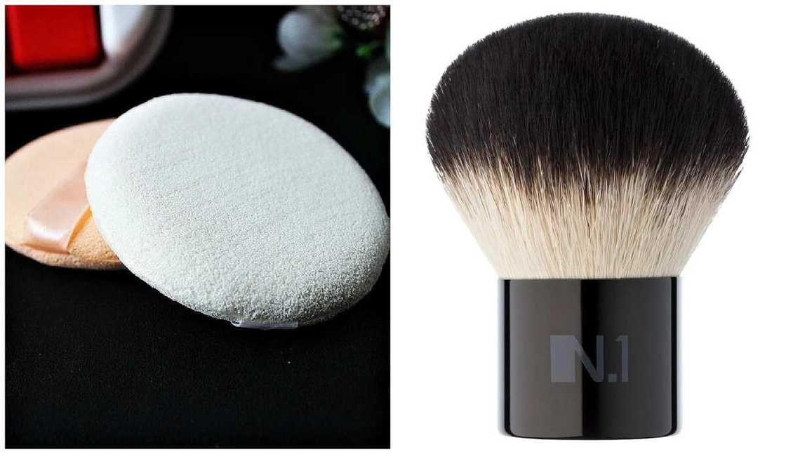 Powder puff and brush Powder puff and brush