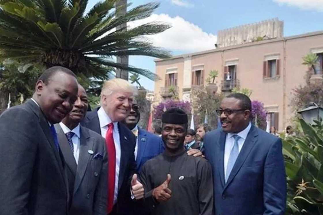 US president Donald Trump, others meet Osinbajo at G7 Summit in Italy (photos) US president Donald Trump, others meet Osinbajo at G7 Summit in Italy (photos)