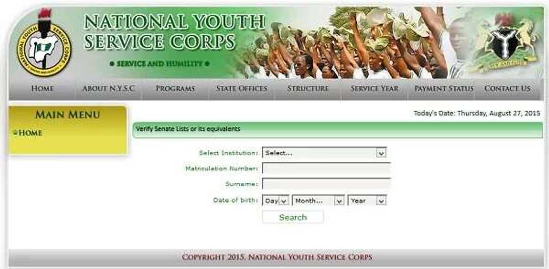 NYSC official page