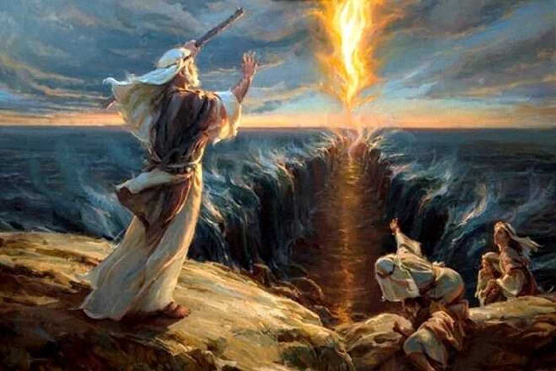 Moses pushes the sea Moses pushes the sea
