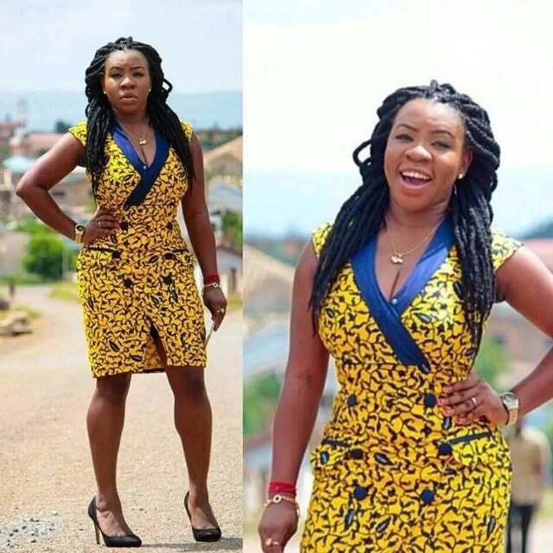 Ankara short pencil V-neck style gown