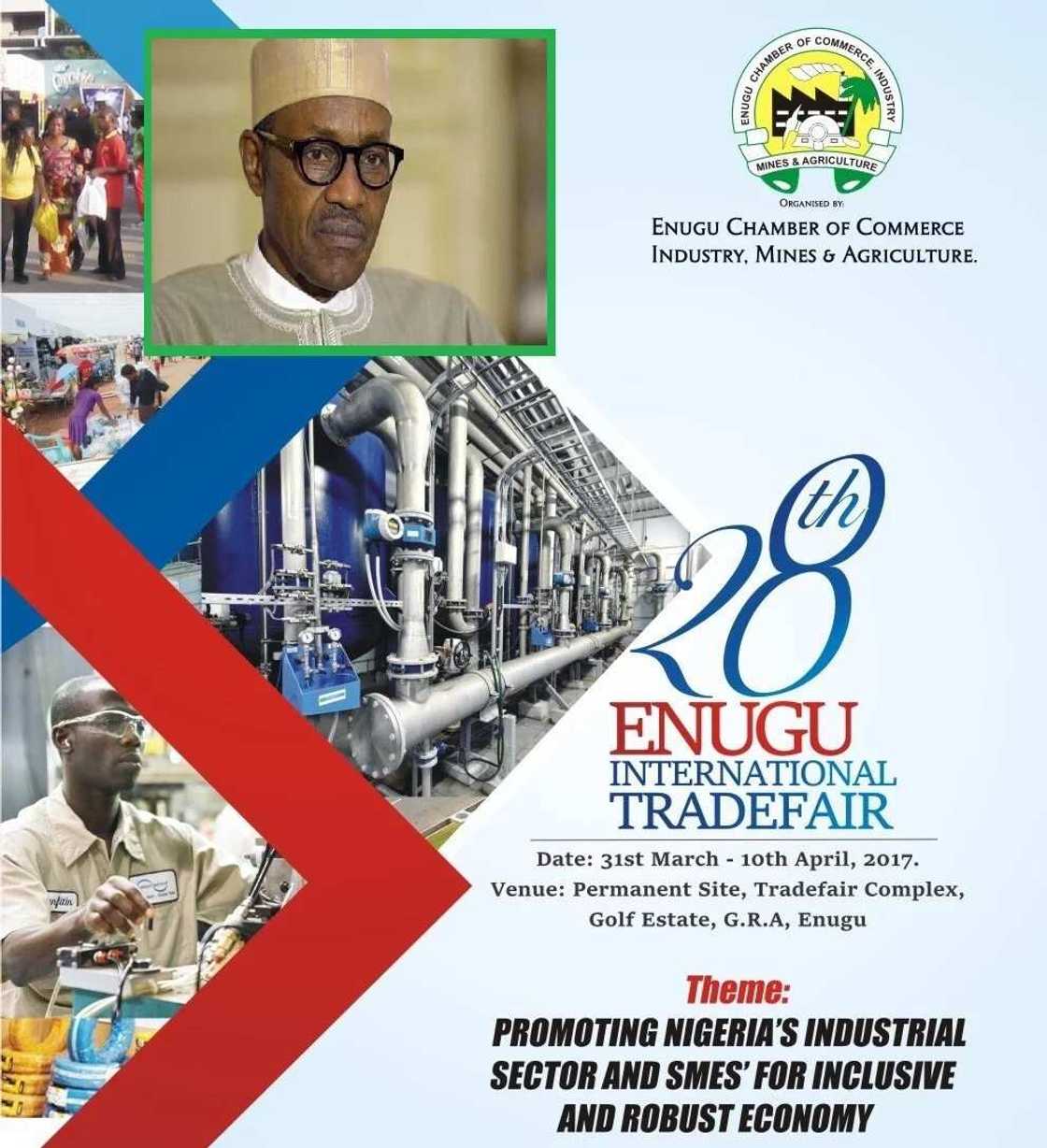 Revealed! Buhari will attend 28th Enugu trade fair on March 31 - Organizers