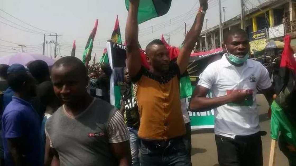 Kanu's Detention: Biafra Protest Hits Lagos (Photos) Kanu's Detention: Biafra Protest Hits Lagos (Photos)
