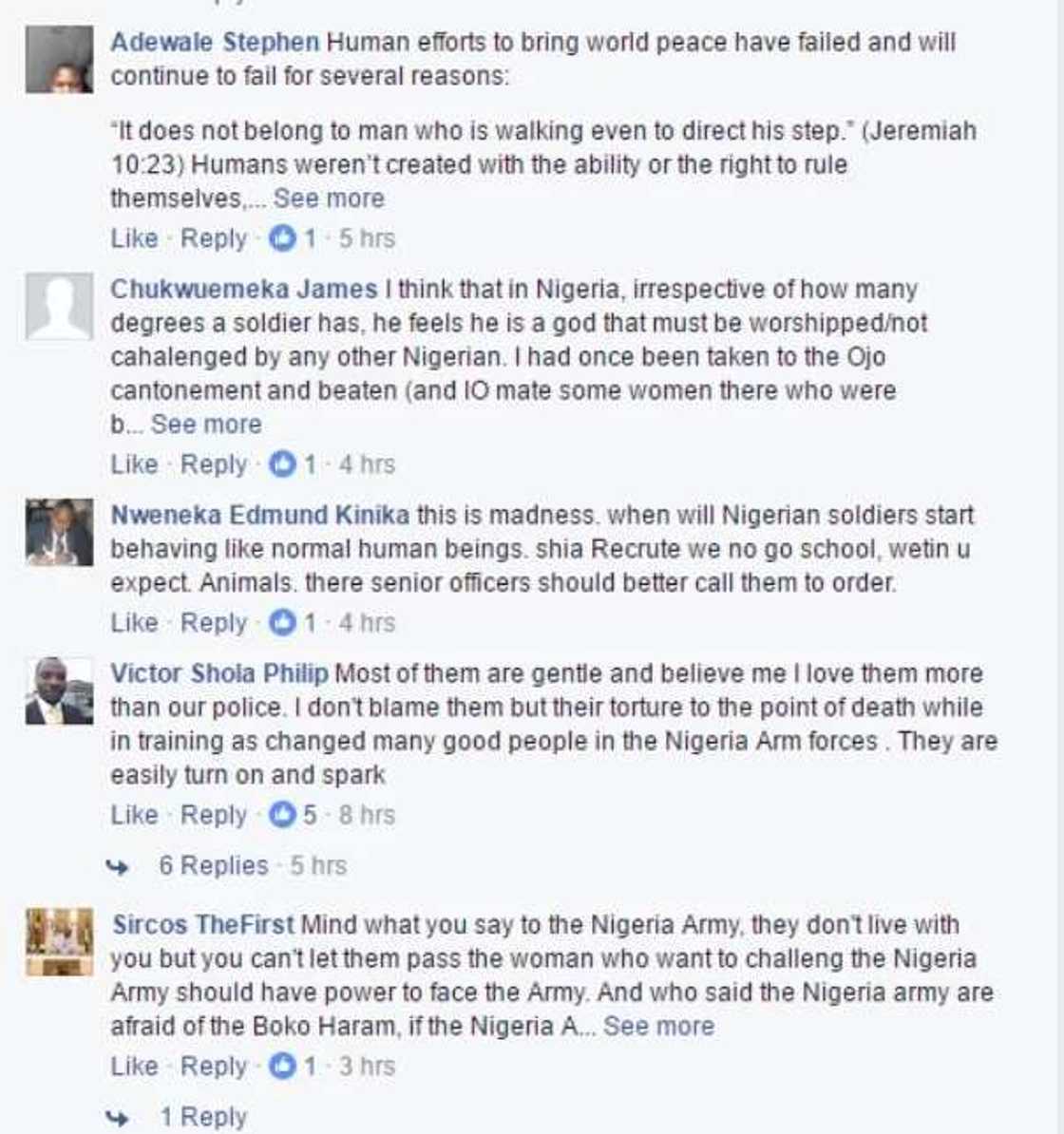 Lady brutalized for challenging Nigerian soldier who slapped her brother (photos) Lady brutalized for challenging Nigerian soldier who slapped her brother (photos)