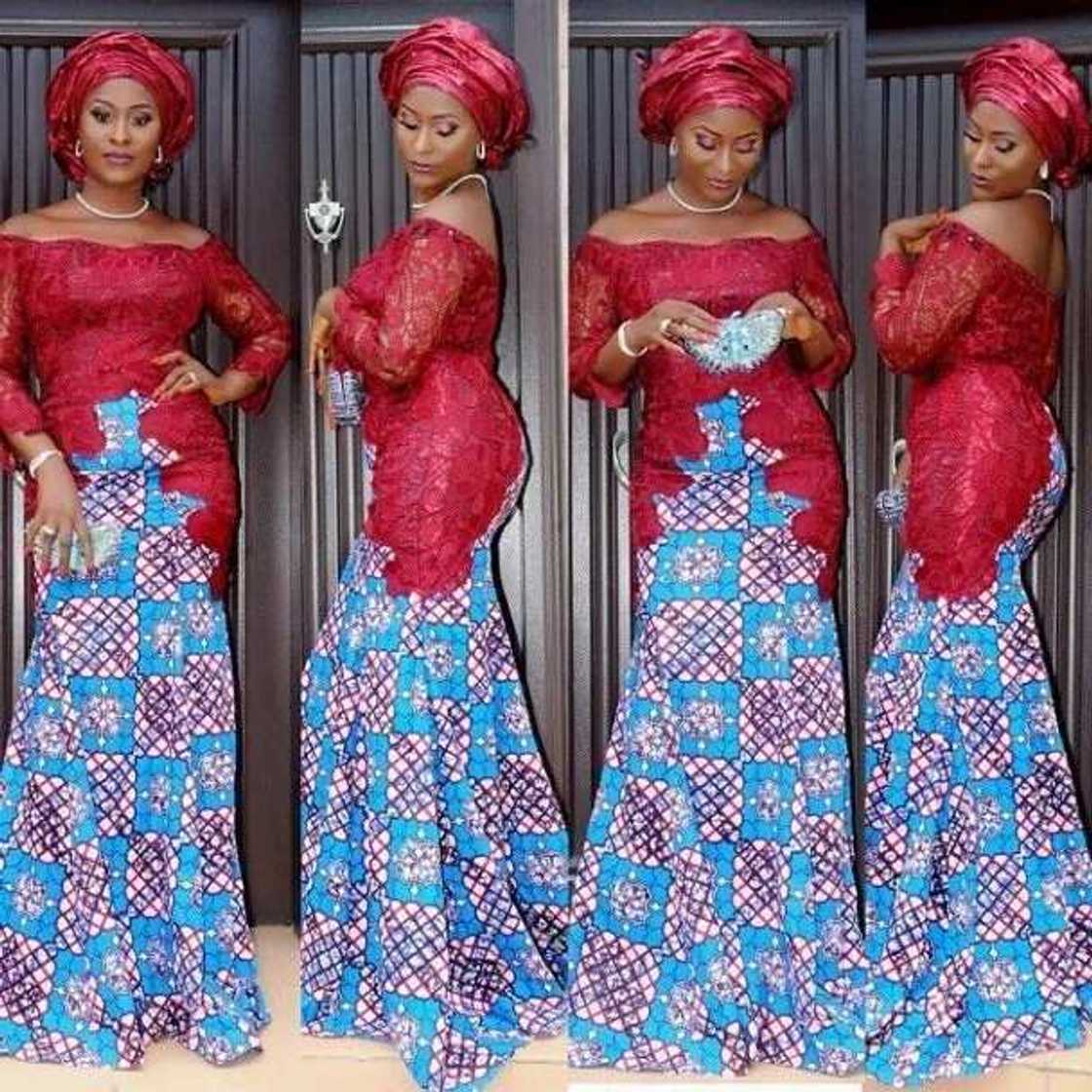 Ankara and lace long gown Ankara and lace long gown