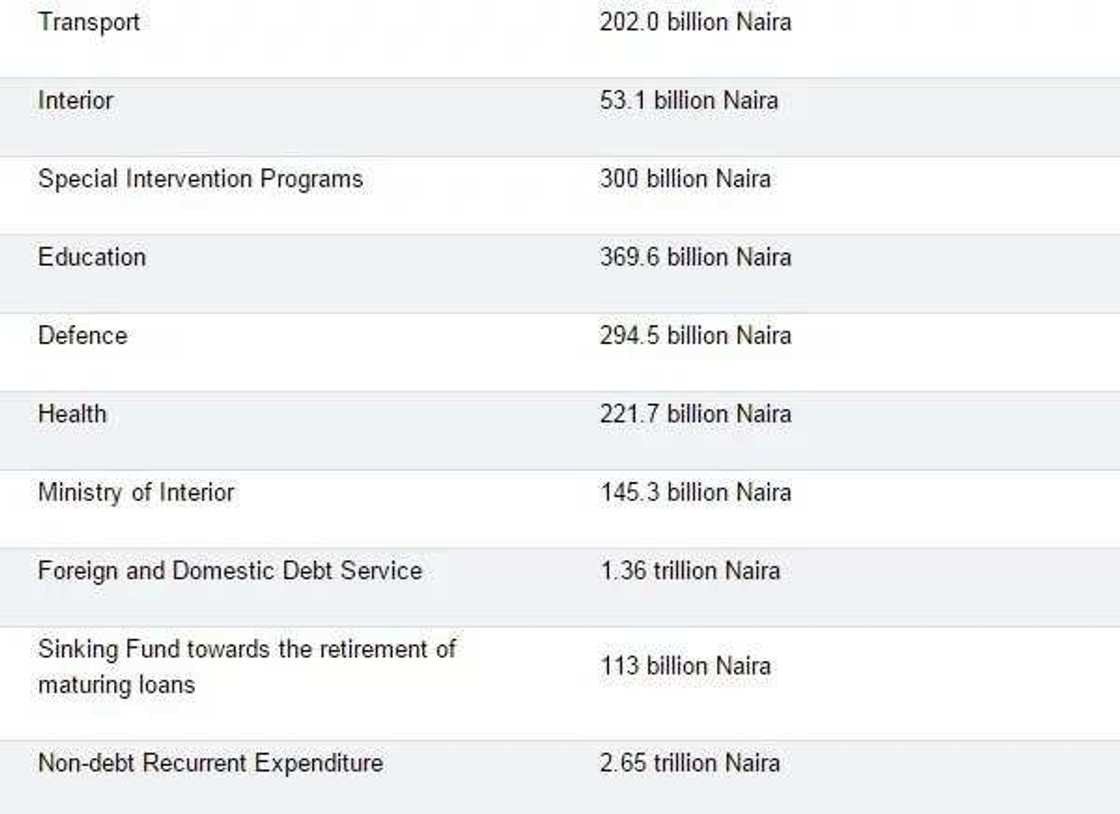 Summary Of Nigeria's 2016 Budget Summary Of Nigeria's 2016 Budget