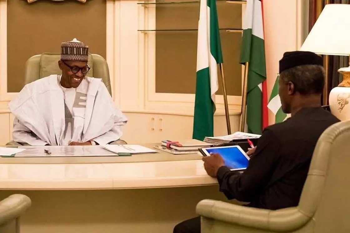 Buhari receives Osinbajo at State House Buhari receives Osinbajo at State House