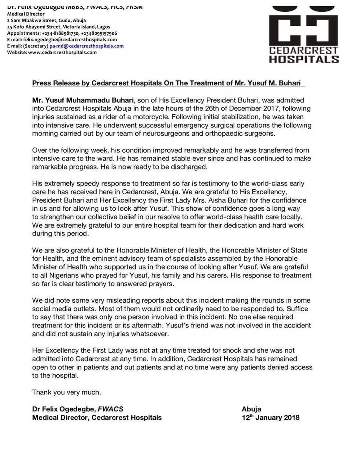 Labari mai dadi: Yusuf Buhari ya samu sauki, an sallamo shi daga Asibiti Labari mai dadi: Yusuf Buhari ya samu sauki, an sallamo shi daga Asibiti