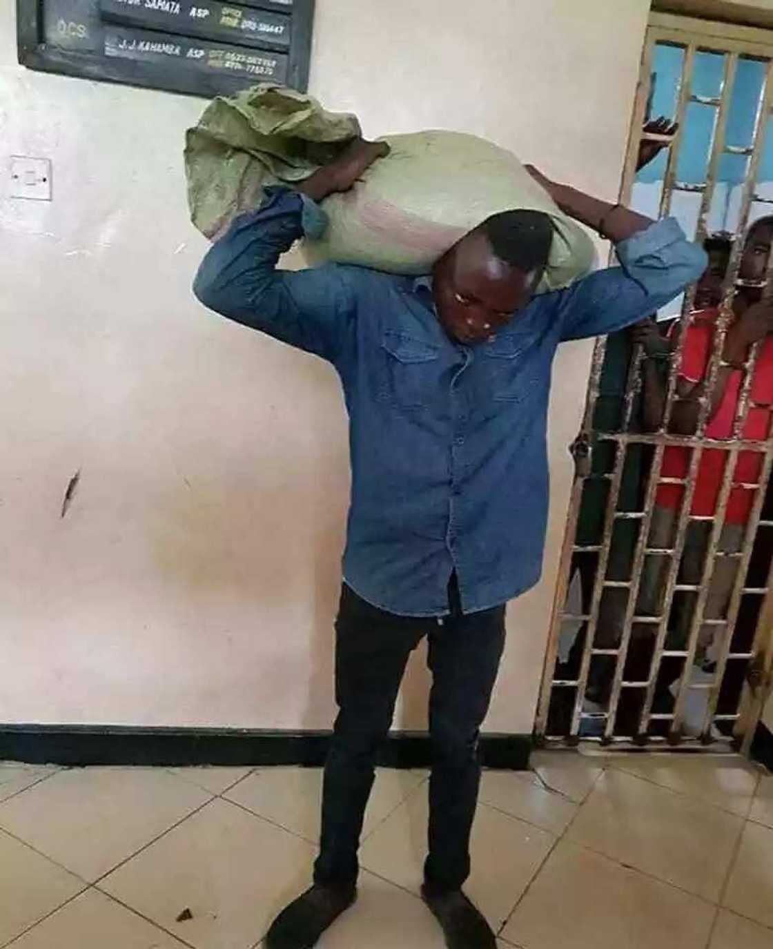 Thief surrenders to the police as stolen bags refuses to leave his head (photos, video) Thief surrenders to the police as stolen bags refuses to leave his head (photos, video)