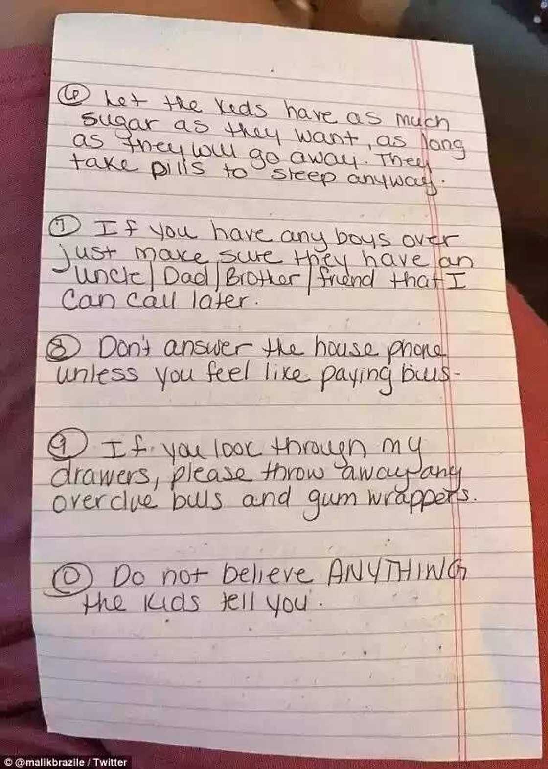 See the handwritten rules a no-nonsense mum left for her baby-sitter See the handwritten rules a no-nonsense mum left for her baby-sitter