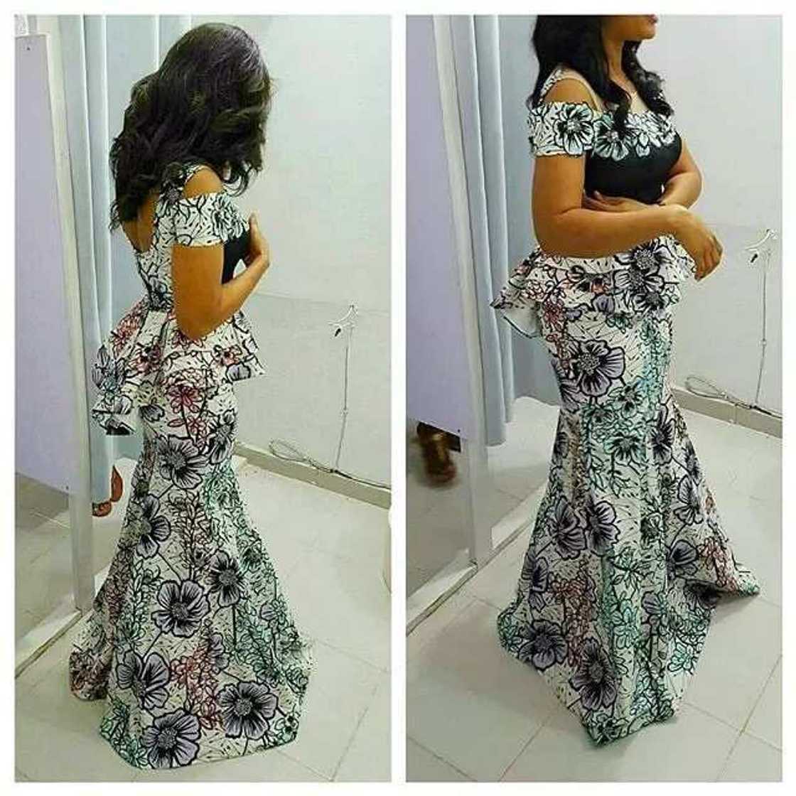 Festive long Ankara peplum dresses 2017