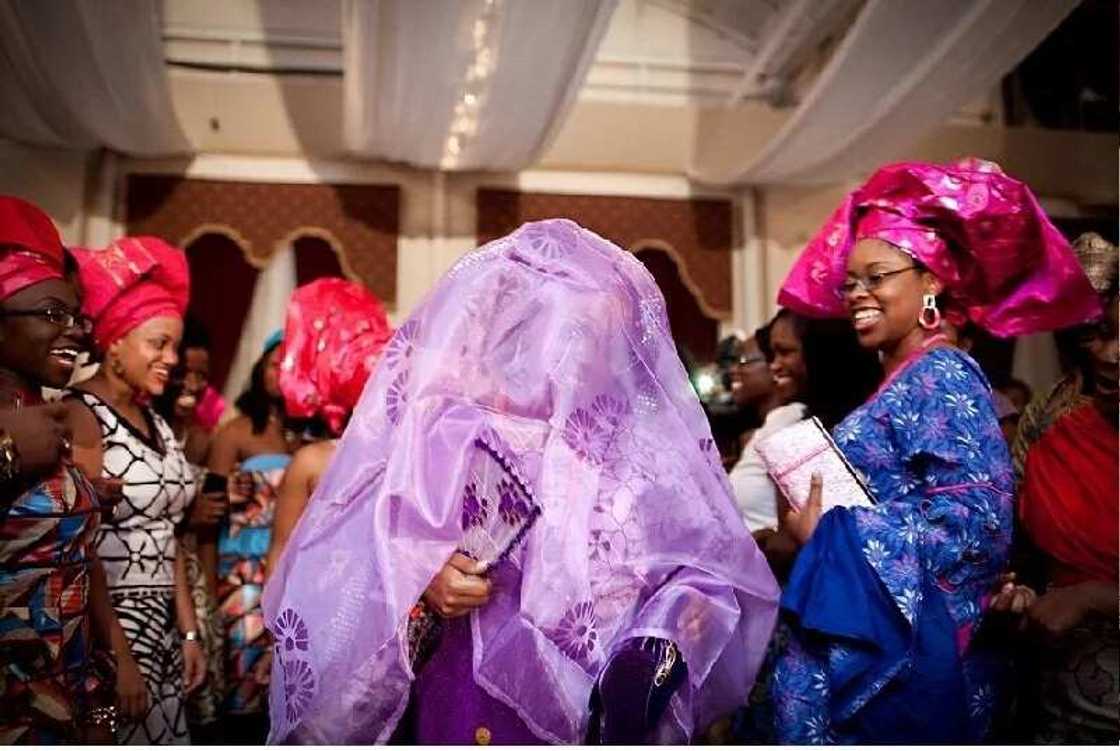 The bride during a traditional Yoruba engagement ceremony The bride during a traditional Yoruba engagement ceremony