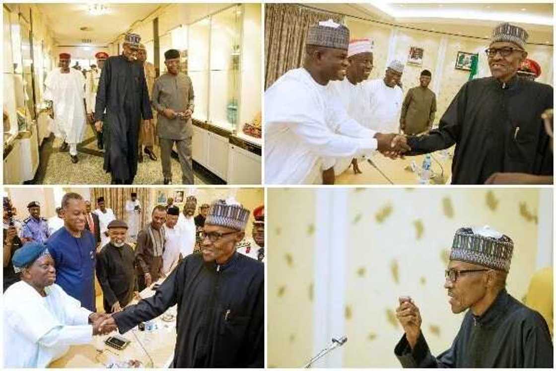 4 governors who welcomed Buhari in Abuja today 4 governors who welcomed Buhari in Abuja today