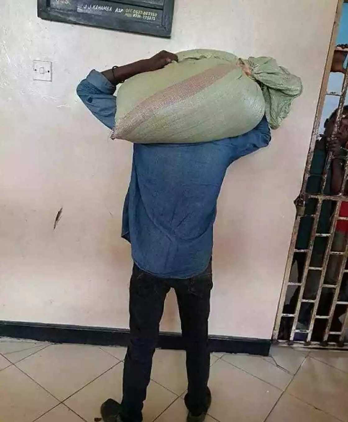 Thief surrenders to the police as stolen bags refuses to leave his head (photos, video) Thief surrenders to the police as stolen bags refuses to leave his head (photos, video)