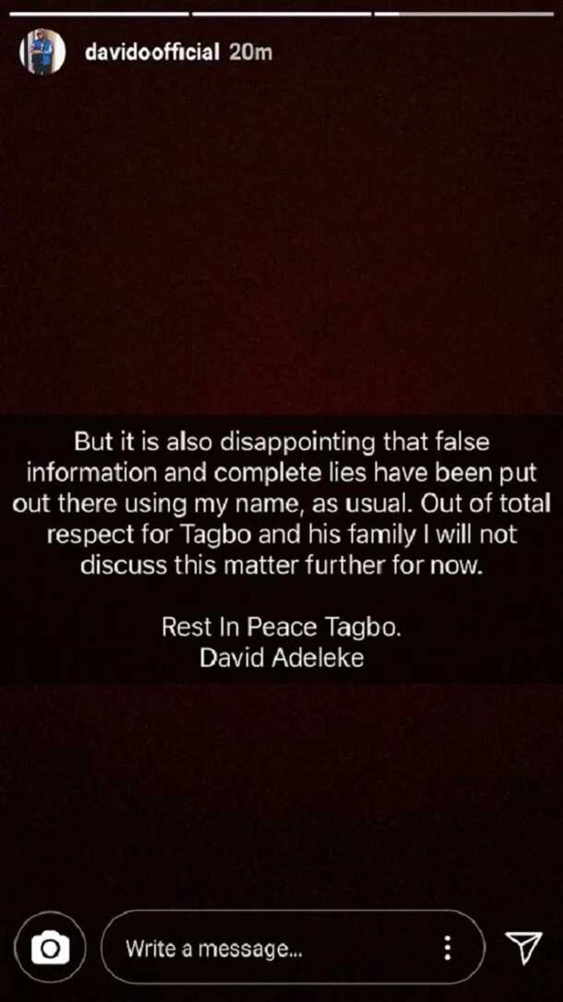 Davido speaks out after he was blamed for the death of his friend