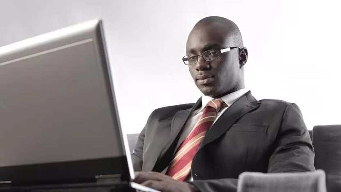 Focused man on laptop Focused man on laptop
