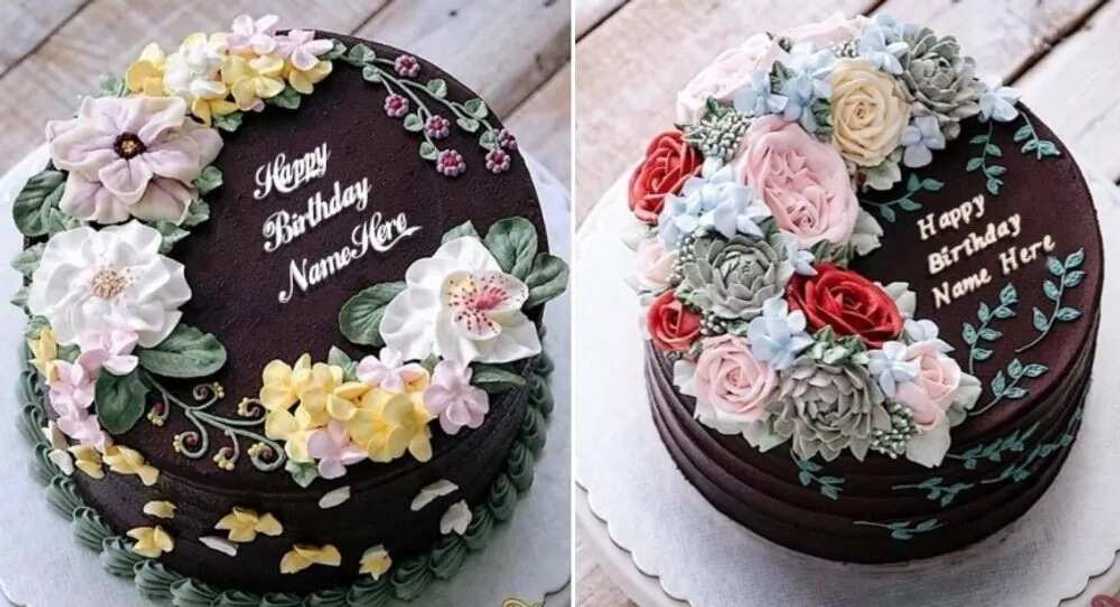 Most beautiful chocolate birthday cakes with name and flowers Most beautiful chocolate birthday cakes with name and flowers