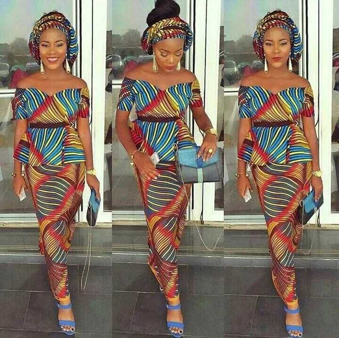 Ankara peplum dresses with bright pattern 2017 Ankara peplum dresses with bright pattern 2017