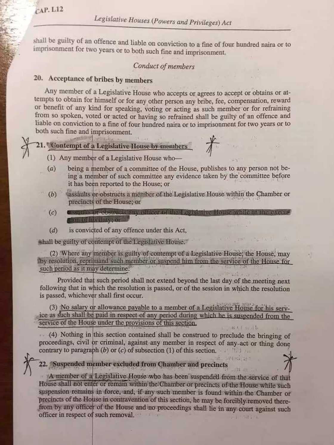 Excerpts from the Legislative Houses (Powers and Privileges) Act of 2018 Excerpts from the Legislative Houses (Powers and Privileges) Act of 2018