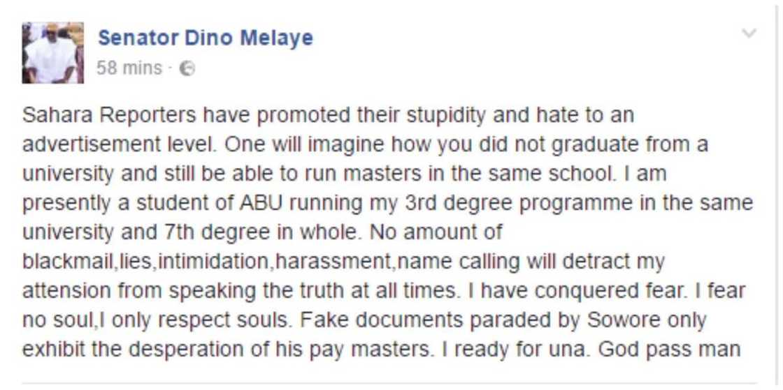 Dino Melaye Reacts To Claim That He Didn't Graduate From ABU Zaria By SR Dino Melaye Reacts To Claim That He Didn't Graduate From ABU Zaria By SR