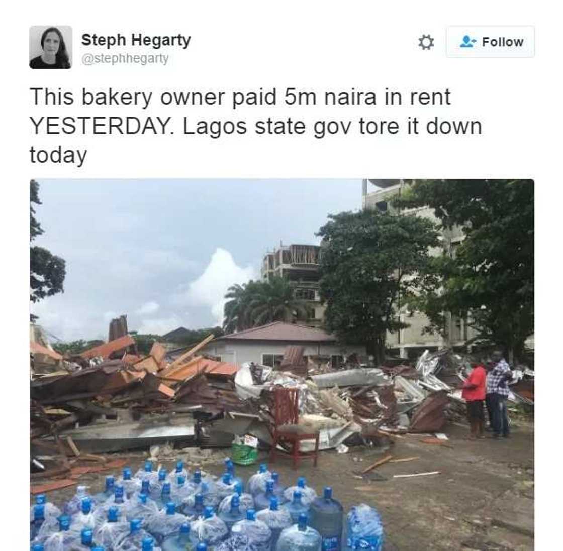 Lagos state government tore down N5m bakery (photo) Lagos state government tore down N5m bakery (photo)
