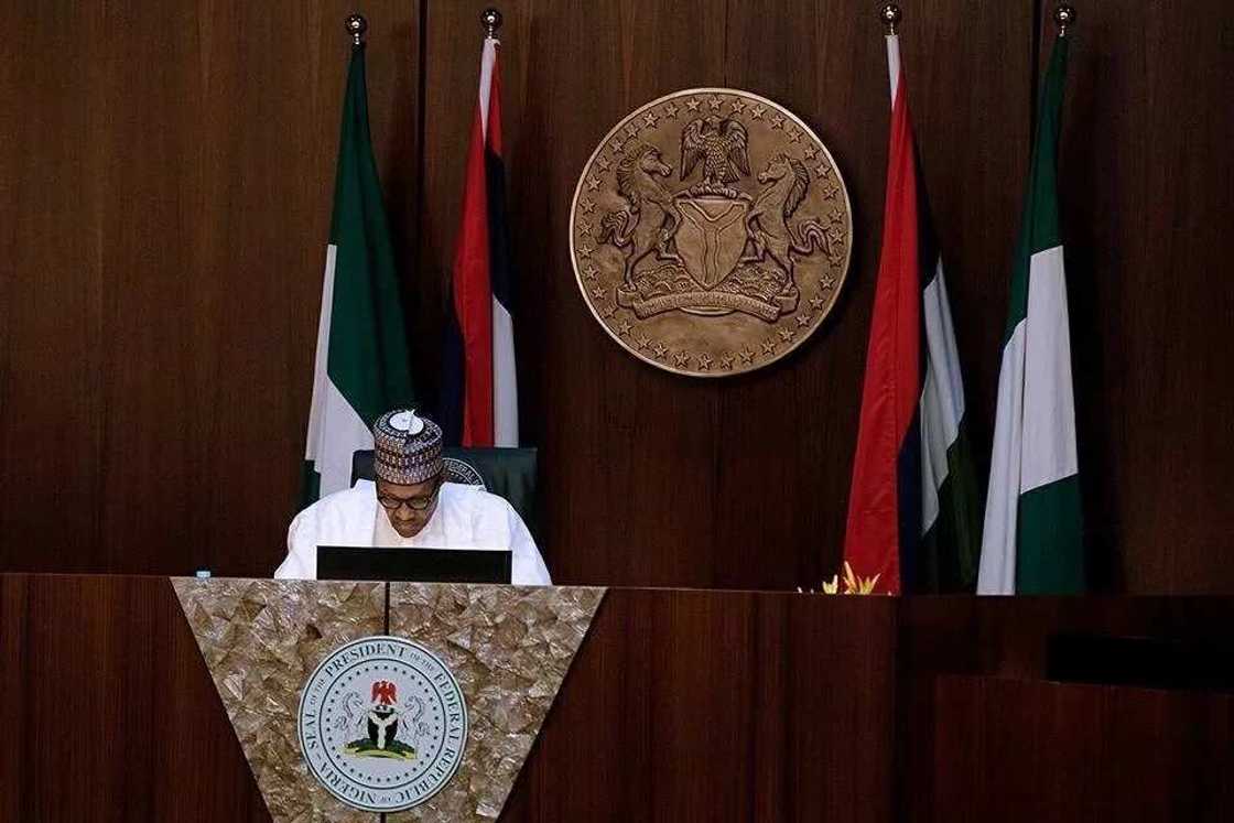President Muhammadu Buhari during the FEC meeting. Photo credit: Facebook, Femi Adesina President Muhammadu Buhari during the FEC meeting. Photo credit: Facebook, Femi Adesina